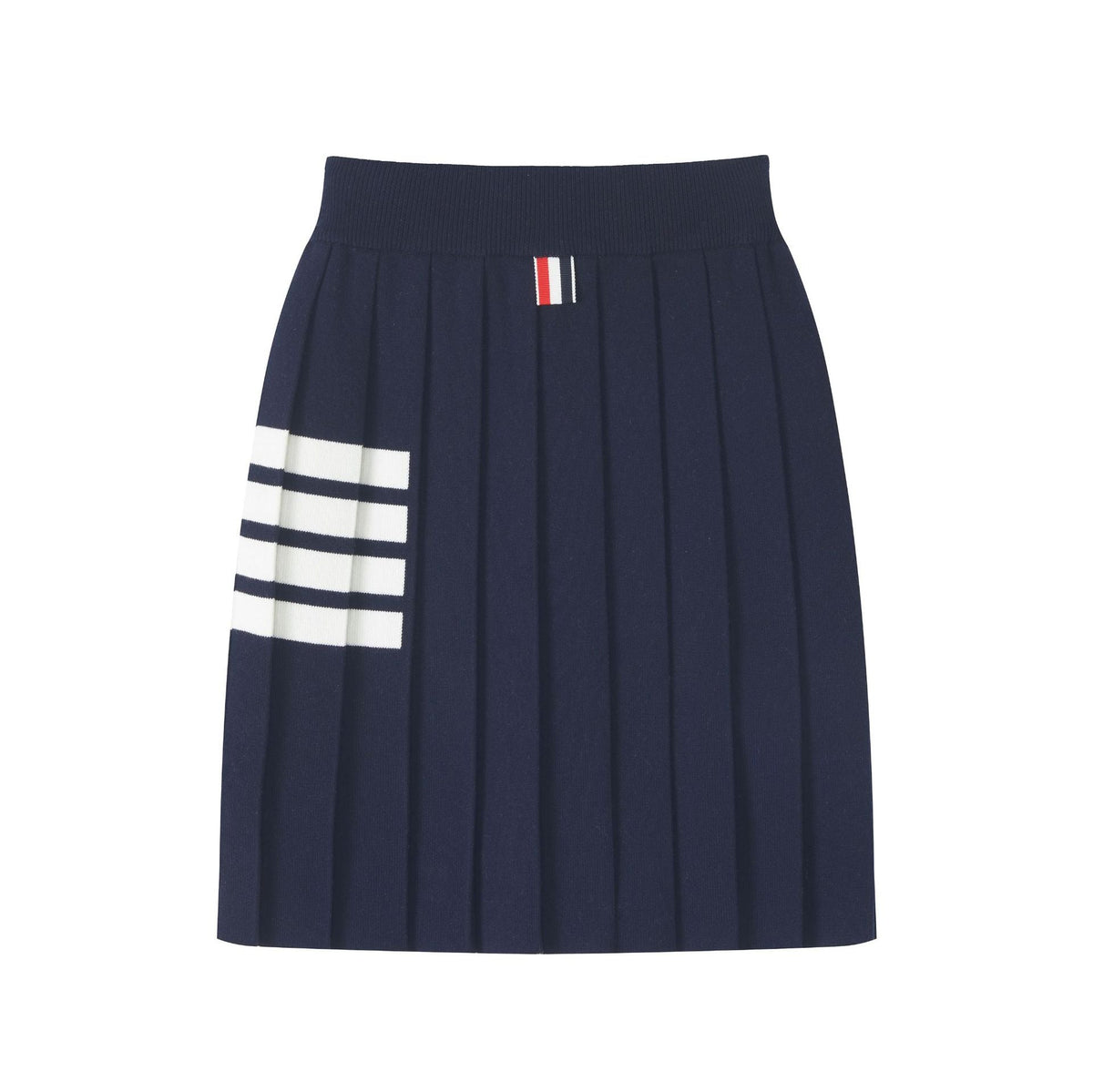 Women's 4-Bar Knitted Pleated Midi Skirt | Thom Browne