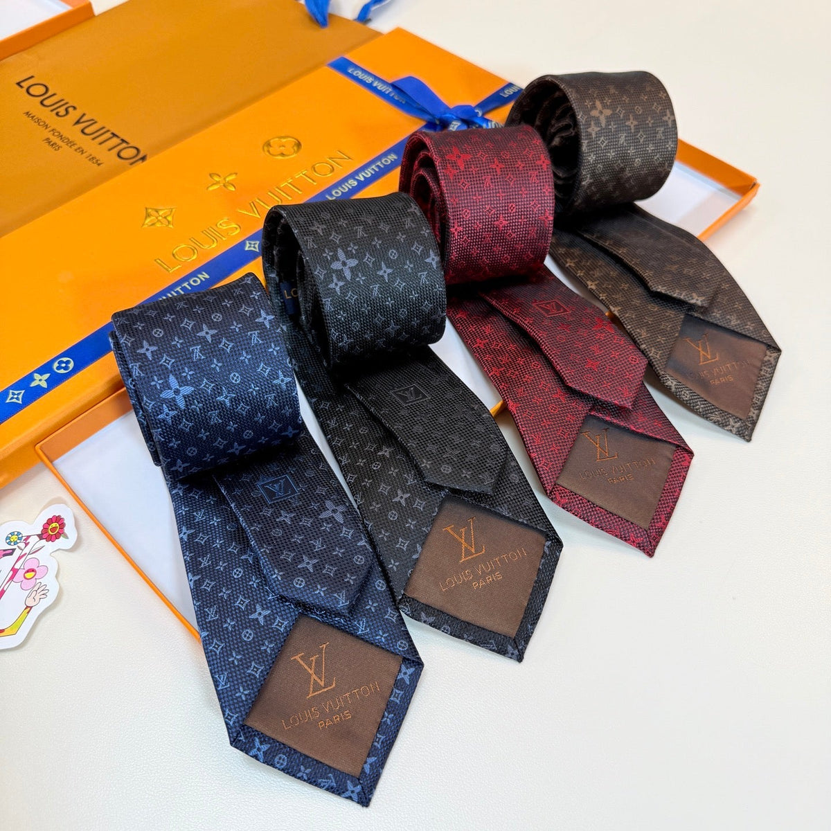 Louis Vuitton Style Men's Monogram Silk Tie