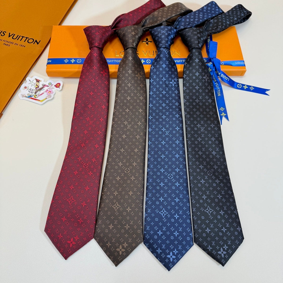 Louis Vuitton Style Men's Monogram Silk Tie
