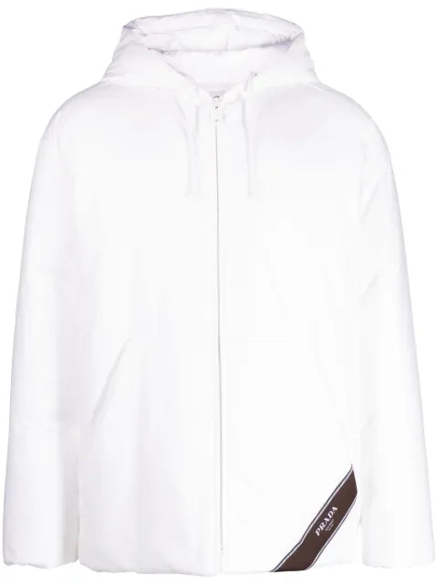 Prada logo-print hooded down jacket