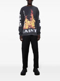 SAINT MXXXXXX fire graphic-print cotton sweatshirt