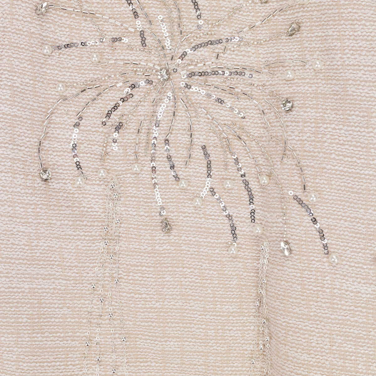 WHITE FIREWORKS BEADED DIAMOND BUTTON-DOWN SHIRT