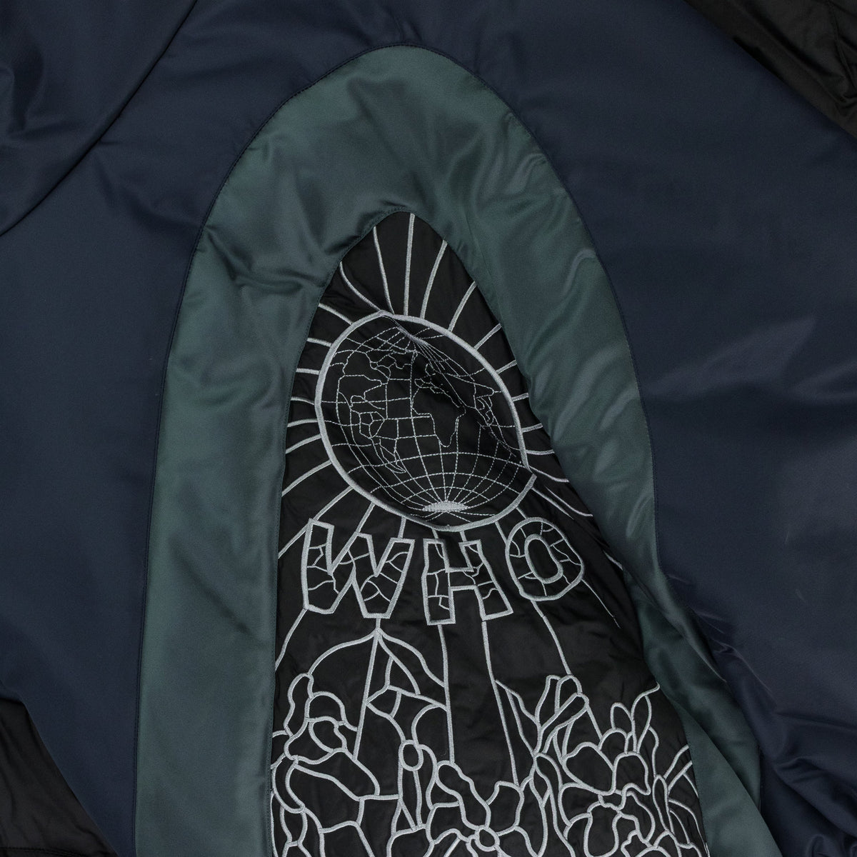 Indigo Diagonal Glass Puffer Jacket