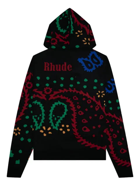 RHUDE paisley-pattern knitted hoodie