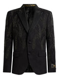 ETRO single-breasted stretch cotton-blend jacquard jacket with Paisley embroidery