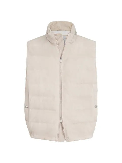 Brunello Cucinelli  suede down vest with packable hood