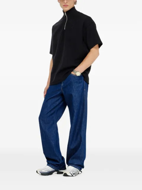 Diesel short-sleeve half-zip sweatshirt in light scuba