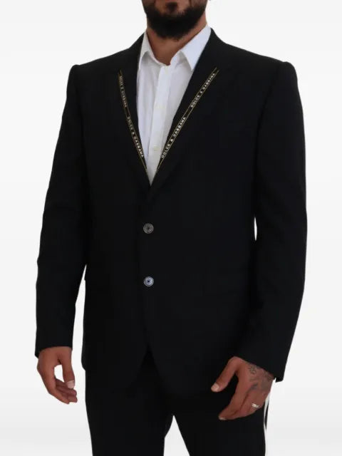 Dolce & Gabbana logo-trim slim-fit blazer