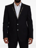 Dolce & Gabbana logo-trim slim-fit blazer