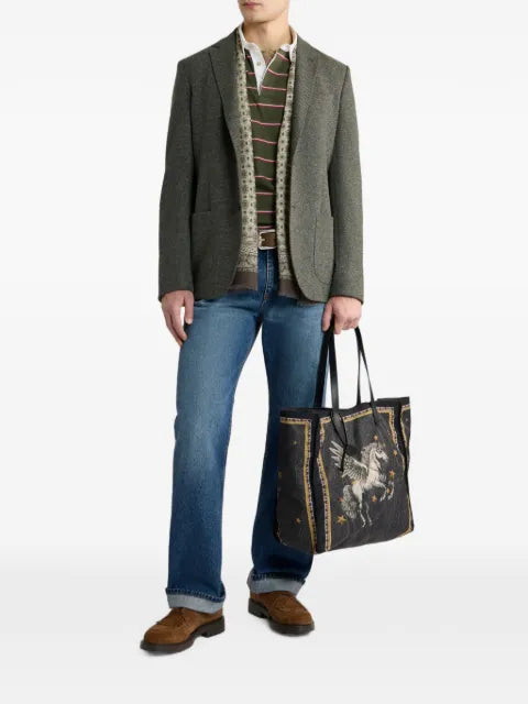 ETRO single-breasted knit jacket with chevron motif