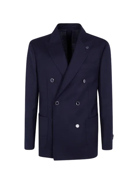 Lardini flower-pin double-breasted blazer