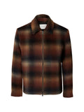 SELECTED check-pattern zip-up jacket