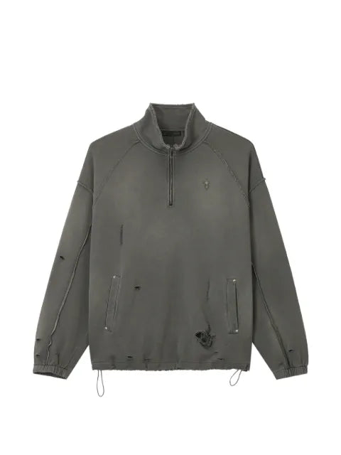 FIVE CM distressed quarter-zip sweater