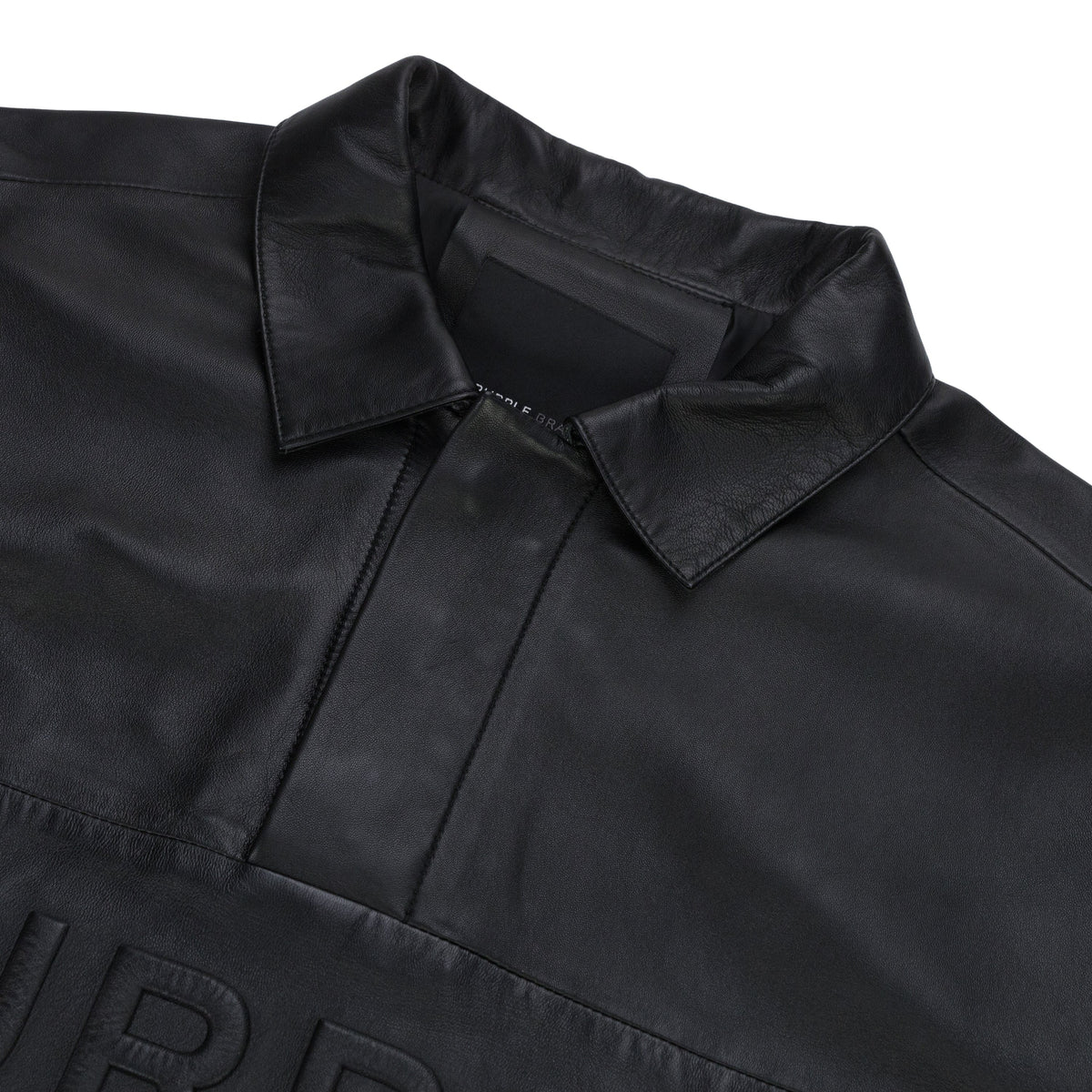 Black Leather Short Sleeve Polo