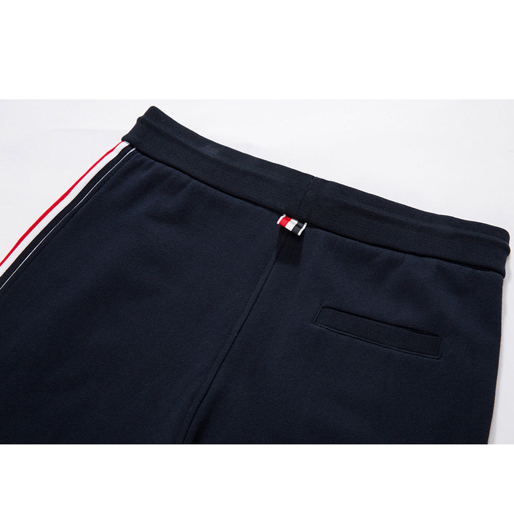 Thom Browne Style Unisex Casual Sweatpants with Signature Four-Bar Detail