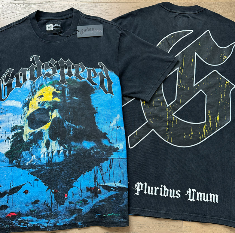 Godspeed “E Pluribus Unum” Skull Island Tee – Black/Blue