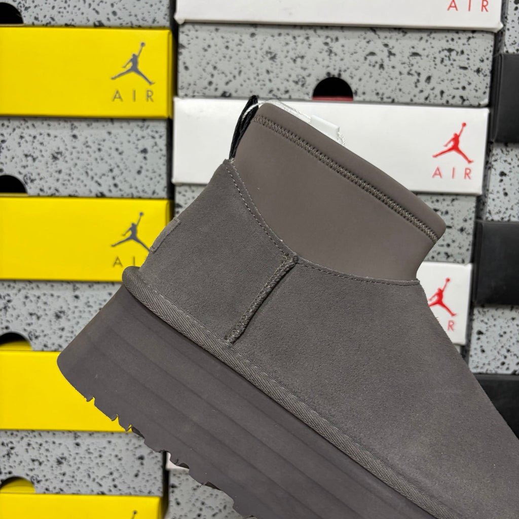 UGG Classic Ultra Mini Platform Boot – Women’s Suede Ankle Boot with Neoprene Collar in Charcoal