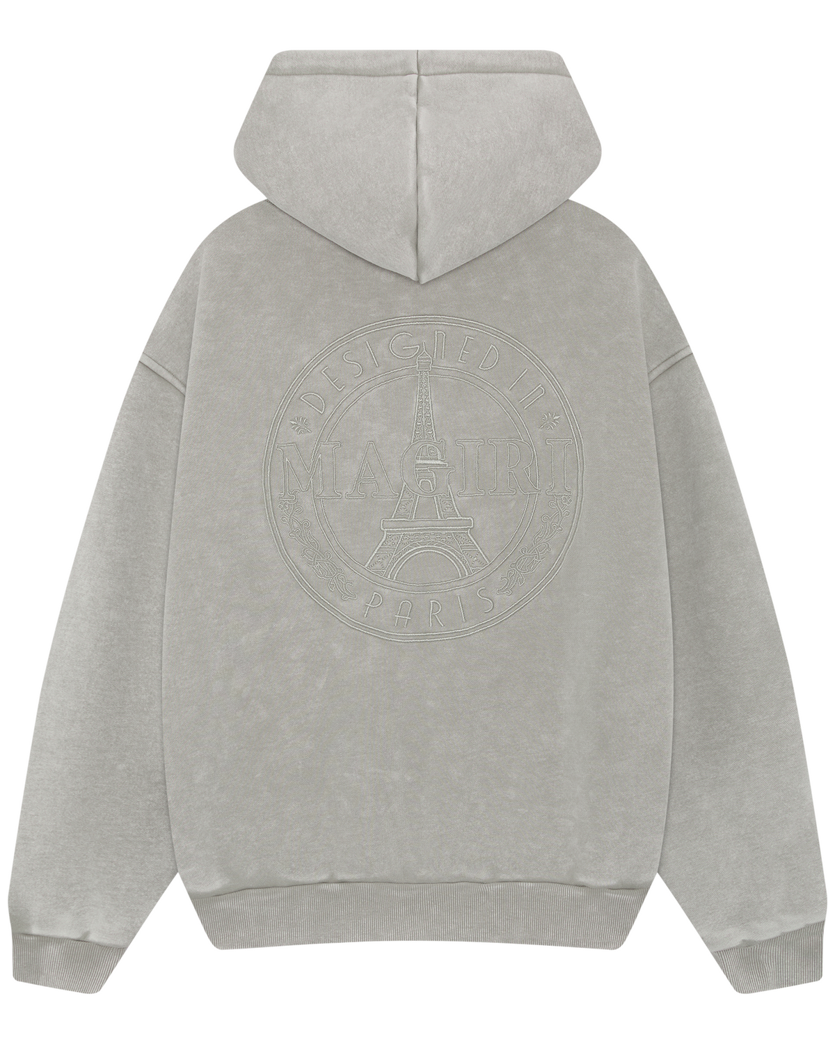 Magiri Embroidered Acid Wash Hoodie in Washed Oatmeal