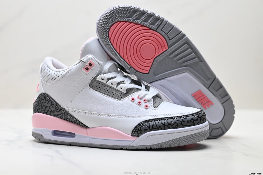 Air Jordan 3 Retro White Grey Pink Sneakers