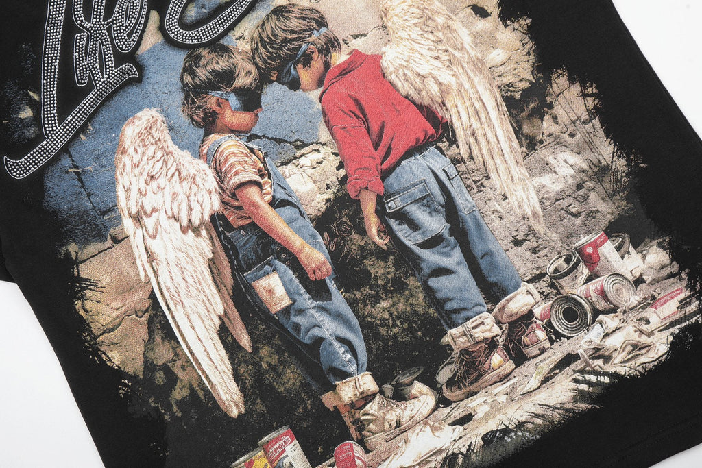 MIXED EMOTION Angel Graphic Short-Sleeve T-Shirt
