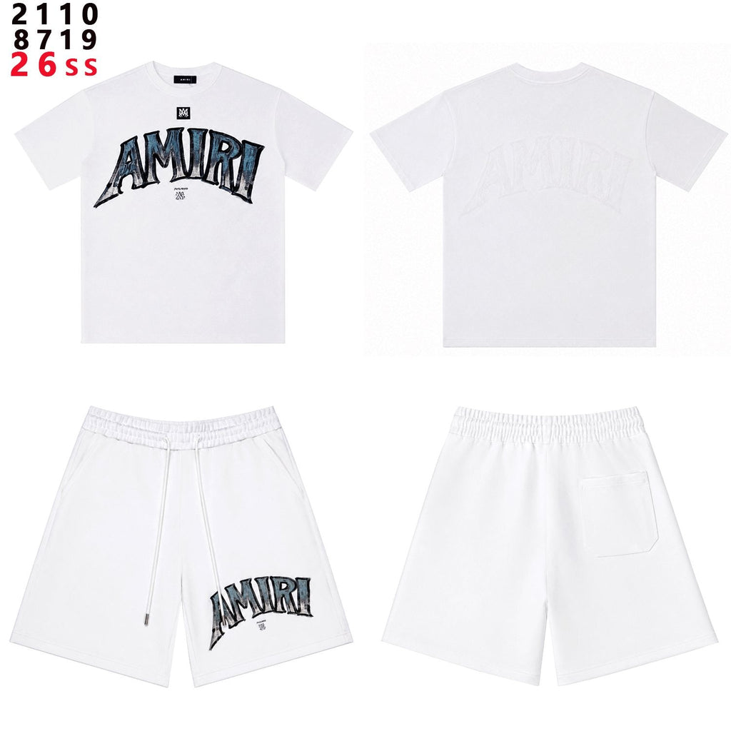 AMIRI Metallic Letter Graphic T-Shirt & Shorts Set