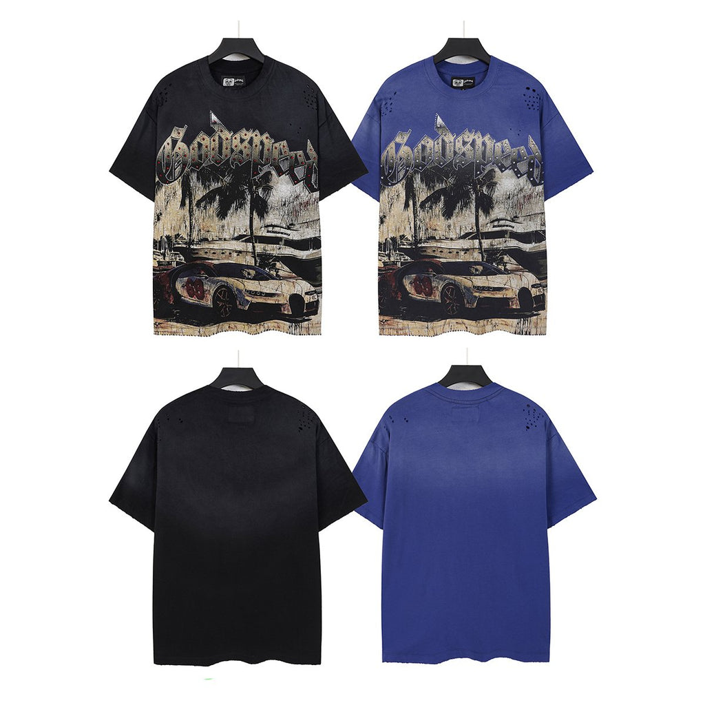 Godspeed Rhinestone Car Graphic T-Shirt