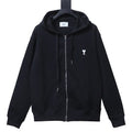 AMI Paris black Ami de Coeur zip-up hoodie