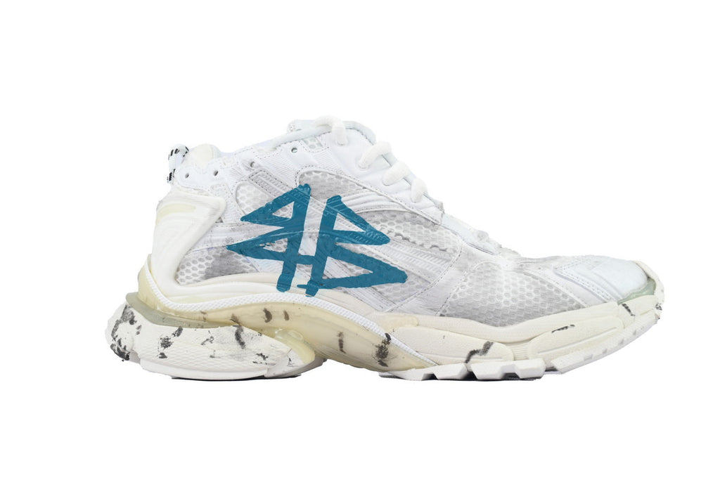 Balenciaga Runner Sneaker Graffiti White Blue 772774 W3RBQ 9040