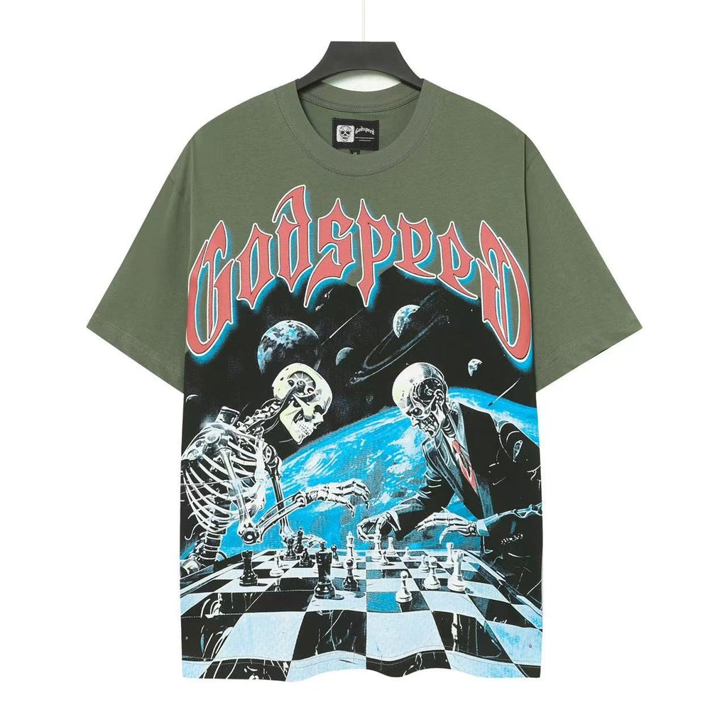 Godspeed Skeleton Chess Graphic T-Shirt
