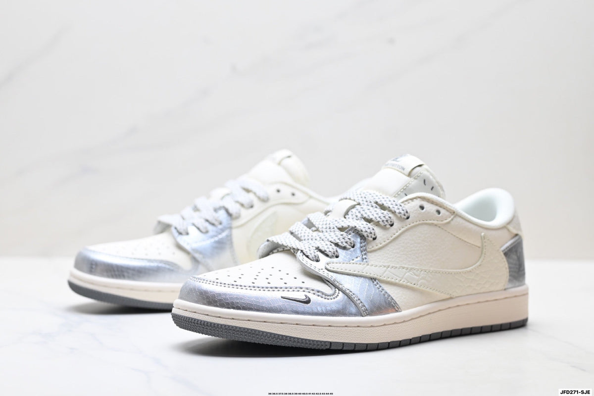 Nike Low-Top Sneakers White Silver Unisex Style 06