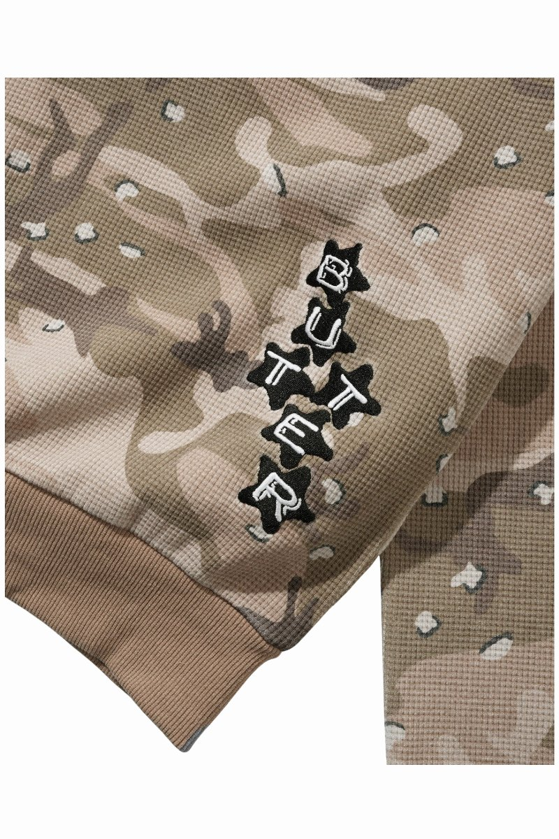 BUTTER STARS WAFFLE ZIP-THRU HOODIE Desert Camo