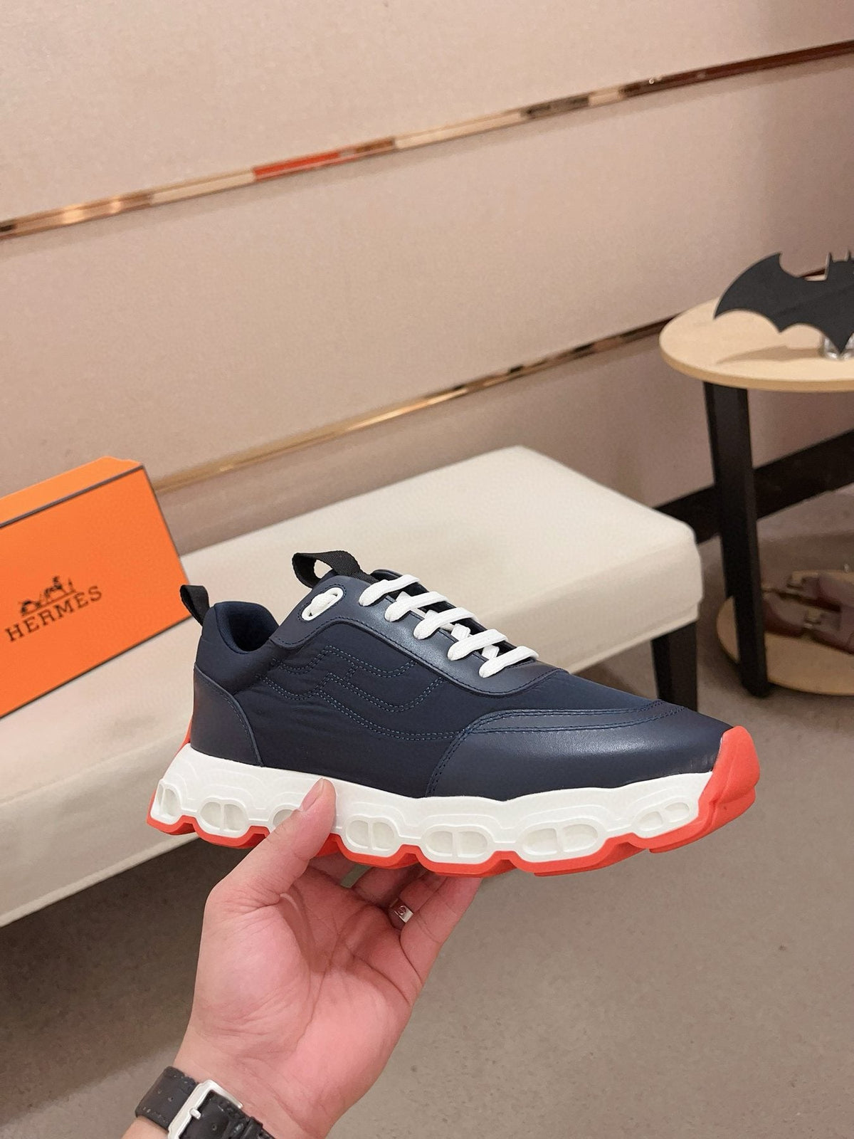 Hermès Men's Navy & White Sneakers