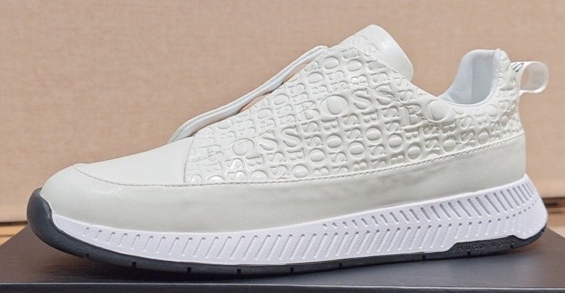 Hugo Boss Men's White Textured Low-Top Sneakers