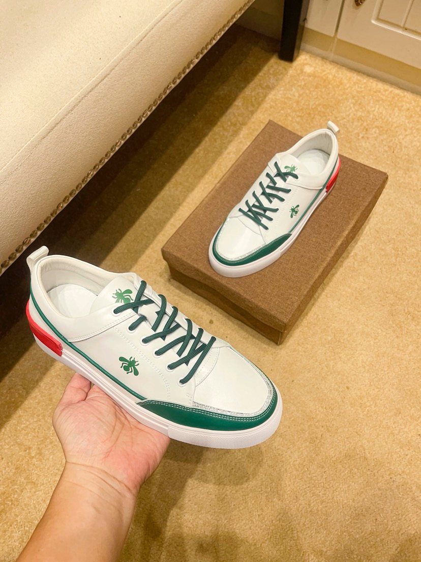White Green and Red Low-Top Sneakers