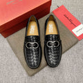 Ferragamo Black Woven Driving Loafers