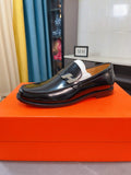 Hermès Black H-Detail Slip-On Loafers