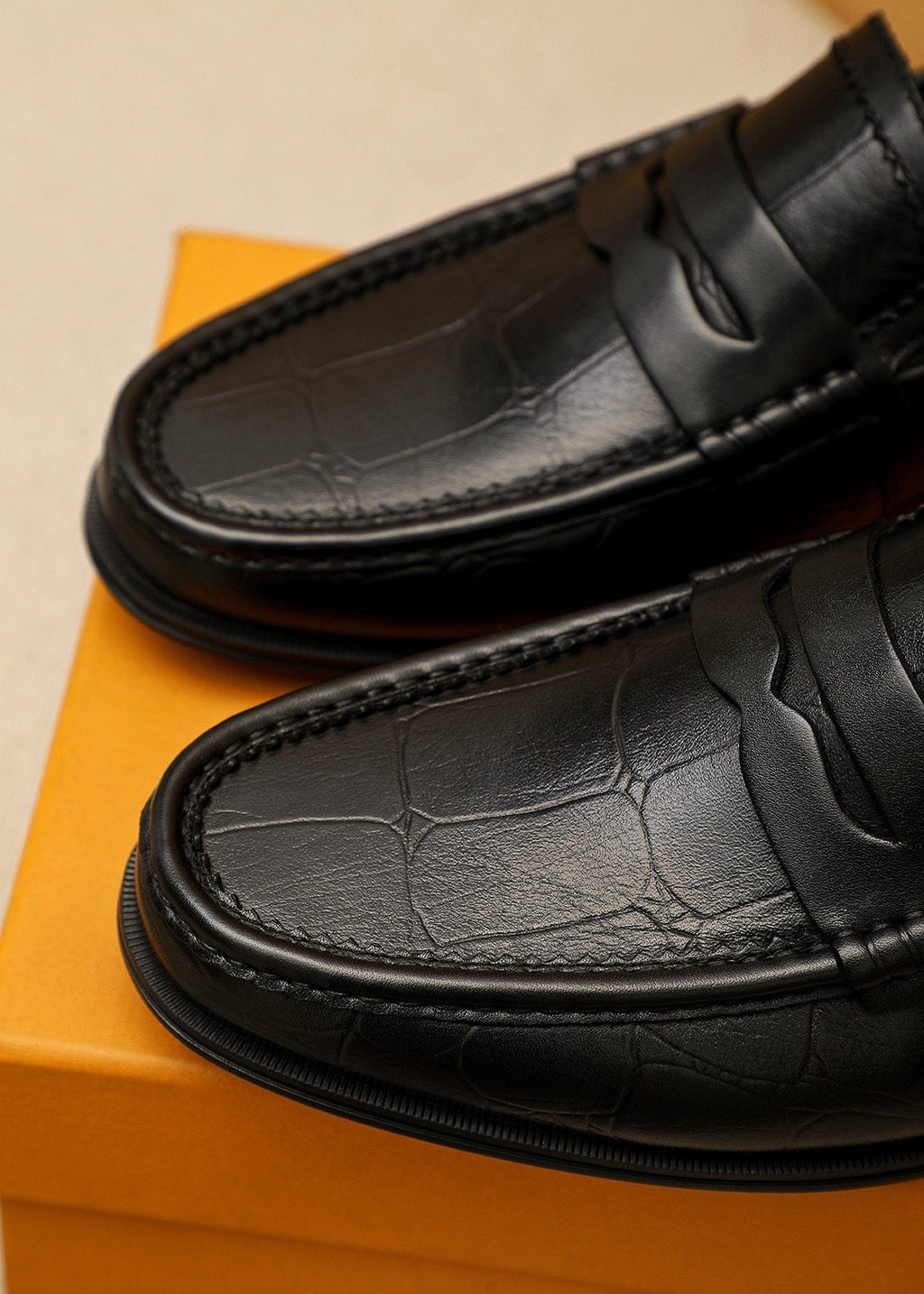 Louis Vuitton Black Textured Slip-On Loafers