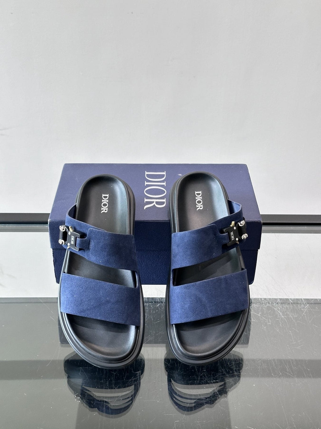 Dior Aqua Two-Strap Slide Sandals