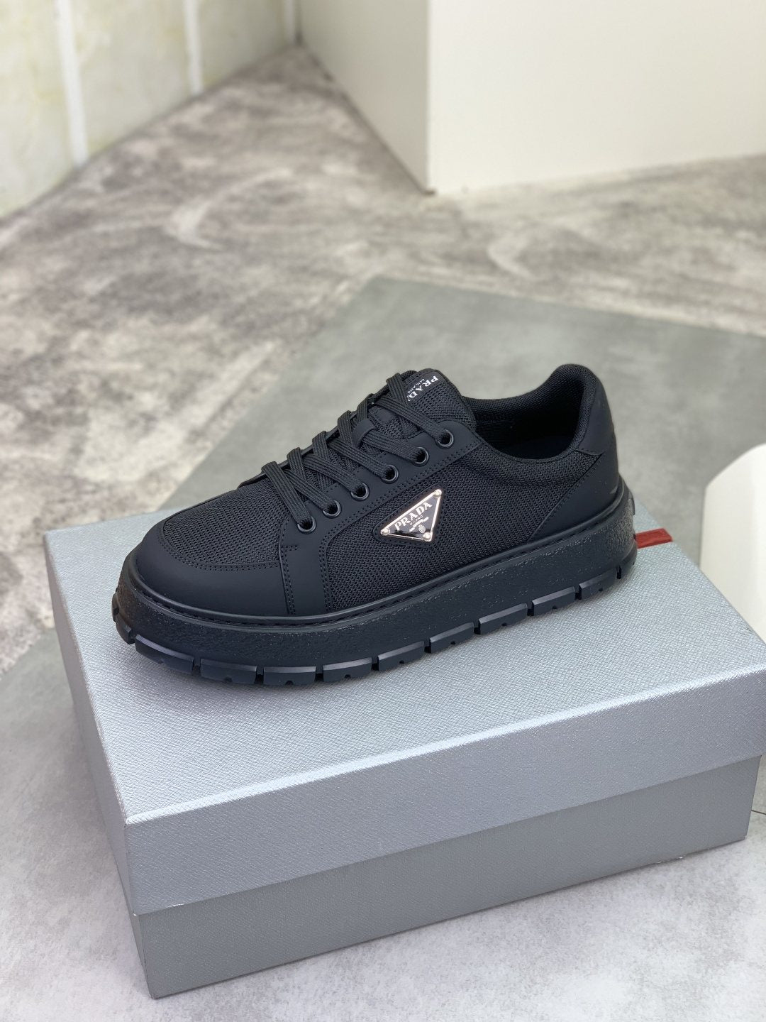 Prada Paneled Lug-Sole Sneakers