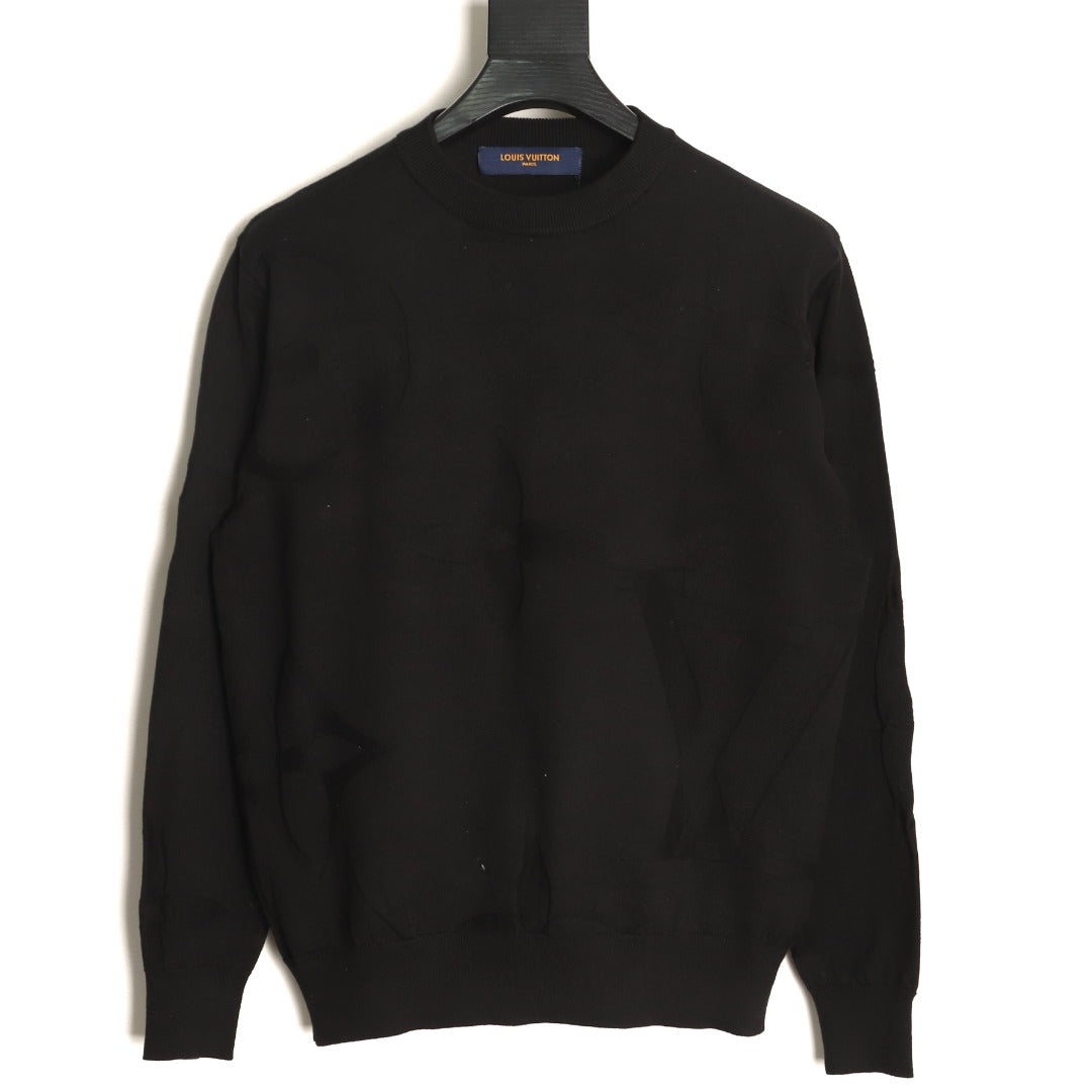 Louis Vuitton Tonal Relief-Style Crewneck Knit Sweater - Black