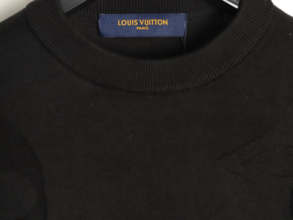 Louis Vuitton Tonal Relief-Style Crewneck Knit Sweater - Black