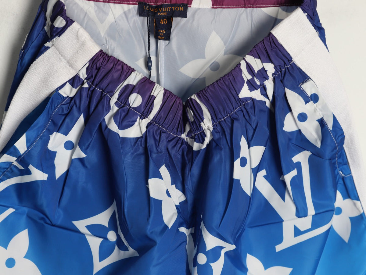 Louis Vuitton Monogram-Style Gradient Side-Tape Shorts - Blue